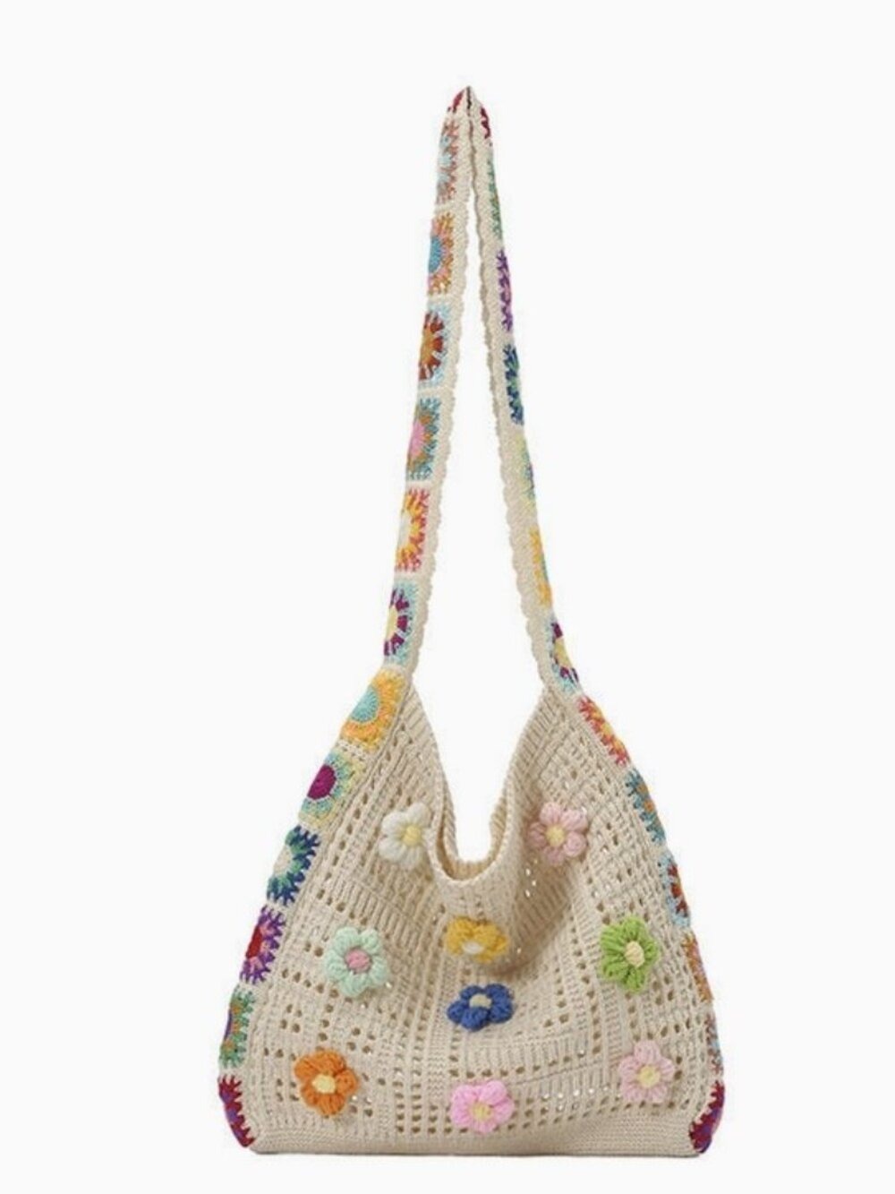 Flower Embellished Handwoven Shoulder Bag - Picture 2 of 9